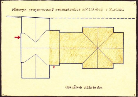 schématický půdorys nové modlitebny