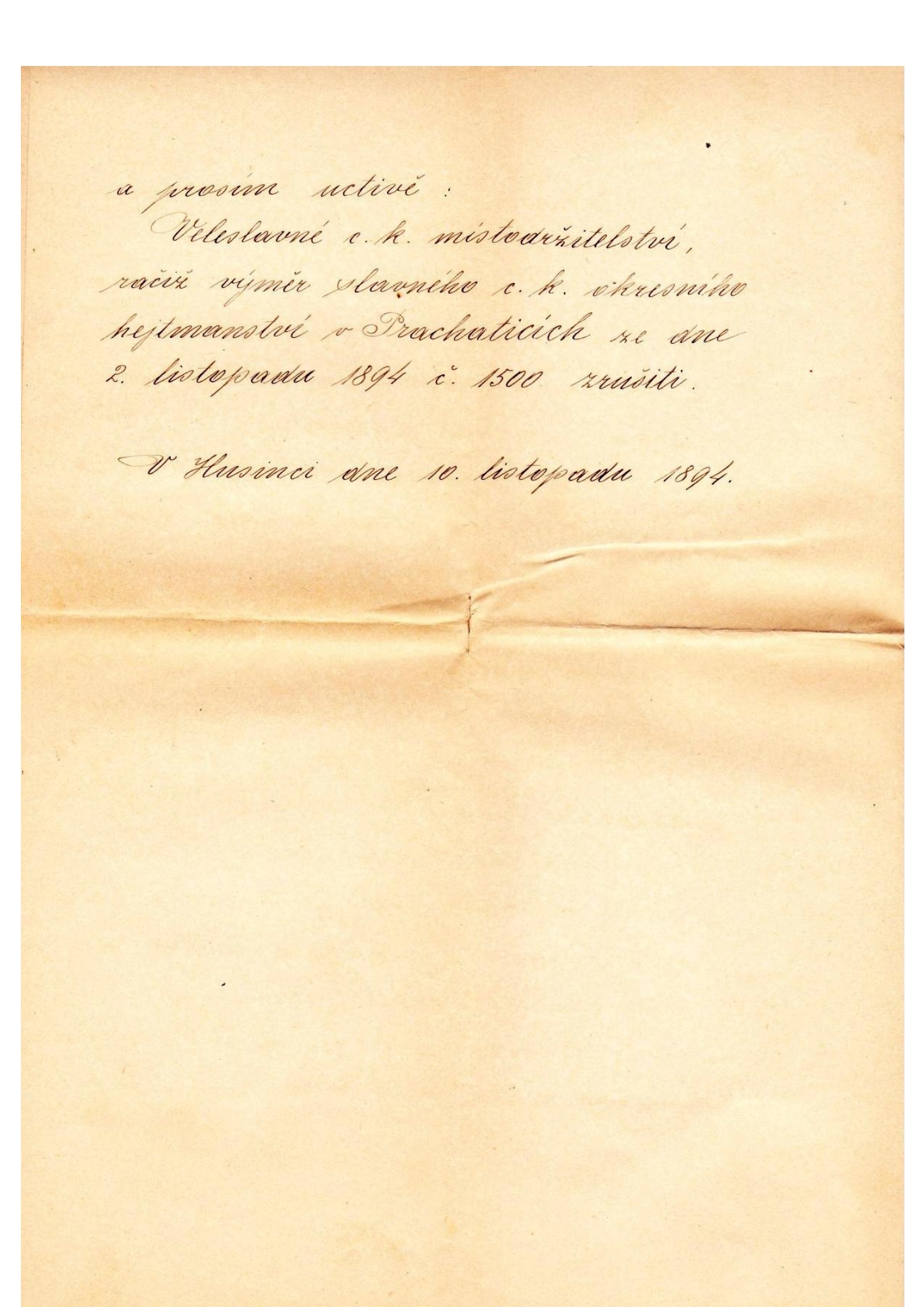 stížnost sestry Zelinkové proti pokutě