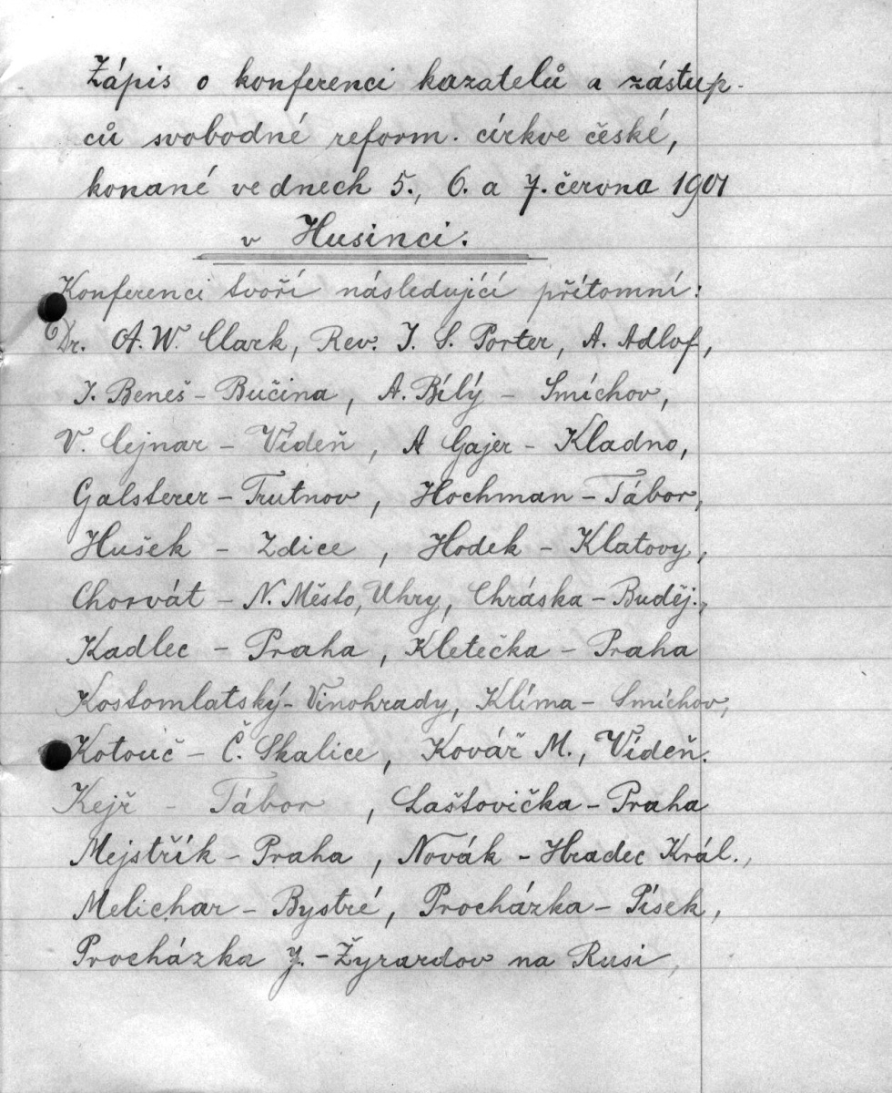 titulní list zápisu celocírkevní konference 1901